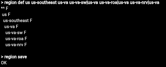 repeater with regions configured via CLI